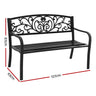 Gardeon Outdoor Garden Bench Seat Steel Outdoor Furniture 3 Seater Park Black