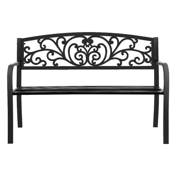 Gardeon Outdoor Garden Bench Seat Steel Outdoor Furniture 3 Seater Park Black