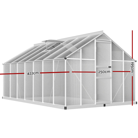 Greenfingers Greenhouse 4.2x2.5x1.95M Aluminium Polycarbonate Green House Garden Shed