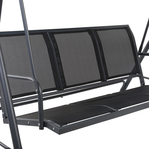 Gardeon Outdoor Swing Chair Garden Bench Furniture Canopy 3 Seater Mesh Black