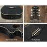 Alpha 41 Inch Acoustic Guitar Equaliser Electric Output Jack Cutaway Black
