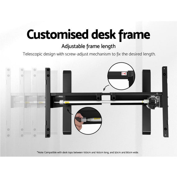 Artiss Standing Desk Adjustable Height Desk Electric Motorised Black Frame Desk Top 140cm