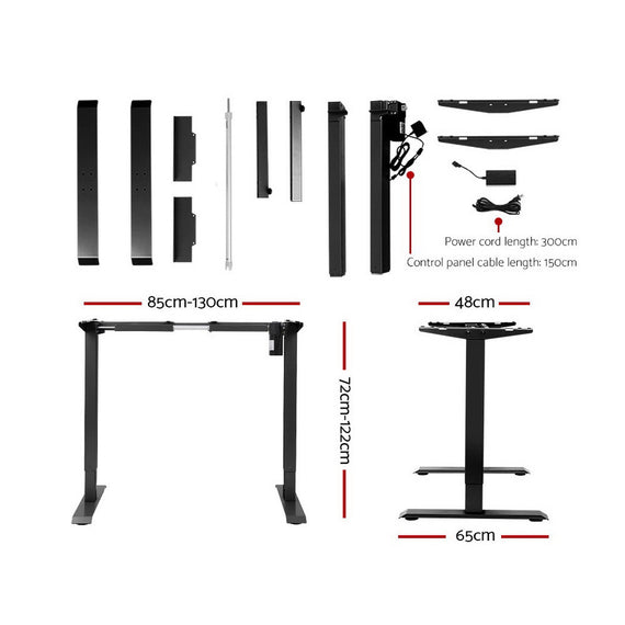 Artiss Standing Desk Adjustable Height Desk Electric Motorised Black Frame White Desk Top 120cm