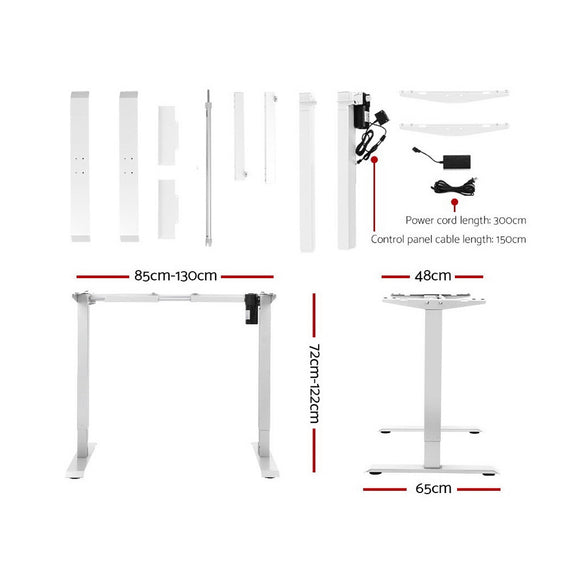 Artiss Standing Desk Adjustable Height Desk Electric Motorised White Frame Oak Desk Top 120cm