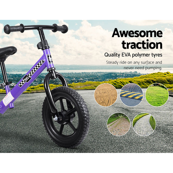 Rigo Kids Balance Bike Ride On Toys Push Bicycle Wheels Toddler Baby 12" Bikes Purple