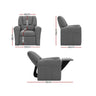 Keezi Kids Recliner Chair Linen Soft Sofa Lounge Couch Children Armchair Grey