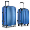 Wanderlite 2pc Luggage Trolley Travel Set Suitcase Carry On TSA Hard Case Lightweight Blue