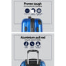 Wanderlite 2pc Luggage Trolley Travel Set Suitcase Carry On TSA Hard Case Lightweight Blue