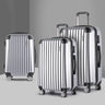 Wanderlite 3pc Luggage Trolley Travel Set Suitcase Carry On TSA Lock Hard Case Lightweight Silver