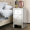 Artiss Bedside Table 3 Drawers Mirrored - QUENN Silver