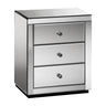 Artiss Bedside Table 3 Drawers Mirrored - PRESIA Grey