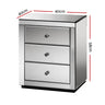 Artiss Bedside Table 3 Drawers Mirrored - PRESIA Grey