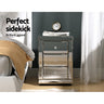 Artiss Bedside Table 3 Drawers Mirrored - PRESIA Silver