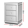 Artiss Bedside Table 3 Drawers Mirrored X2 - PRESIA Silver