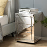 Artiss Bedside Table 3 Drawers Mirrored X2 - PRESIA Silver