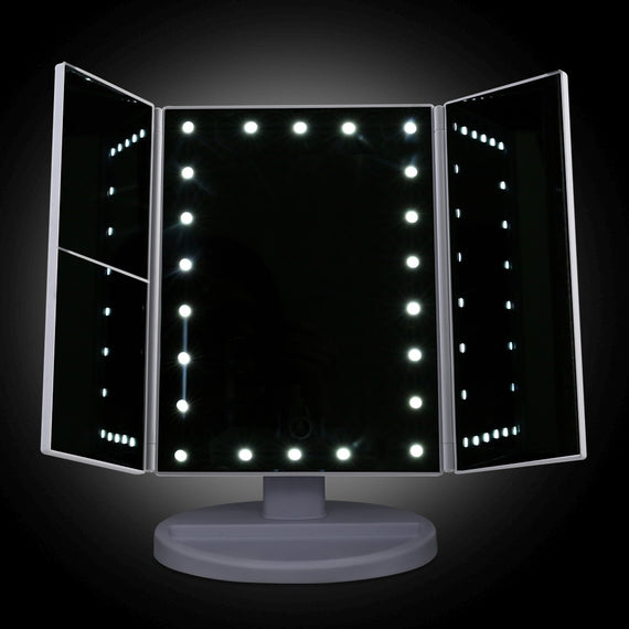 Embellir Makeup Mirror 1X2X3X Magnifying with 22 LED light Tri-fold Storage