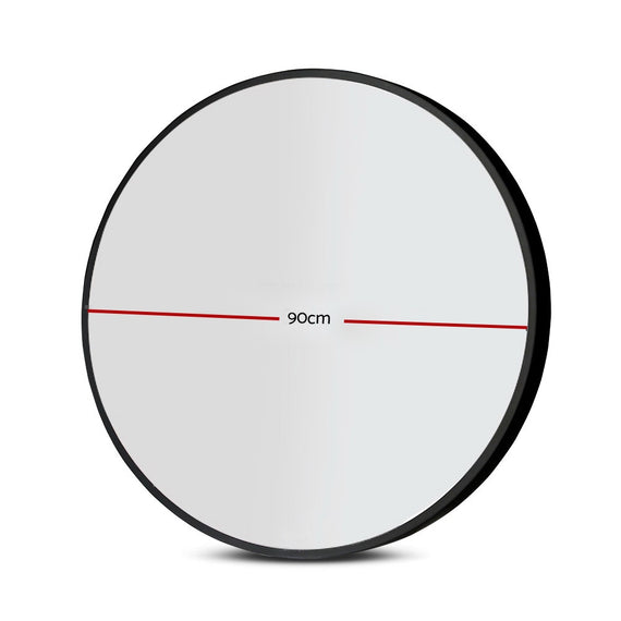 Embellir Wall Mirror Makeup 90cm Home Decor Framed Mirrors Bathroom Round Black