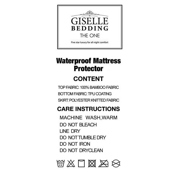 Giselle Bedding Mattress Protector Bamboo Double