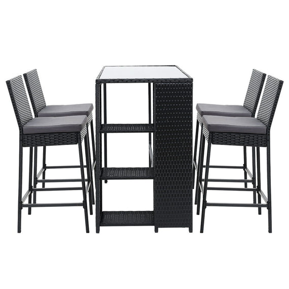 Gardeon Outdoor Bar Set Table Stools Furniture Dining Chairs Wicker Patio Garden