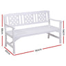 Gardeon Outdoor Garden Bench Wooden Chair 3 Seat Patio Furniture Lounge White