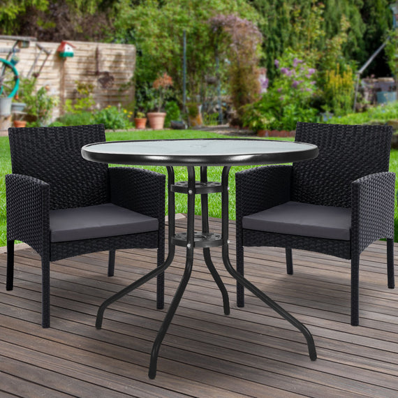 Gardeon Outdoor Bistro Chairs Patio Furniture Dining Chair Wicker Garden Cushion Tea Coffee Cafe Bar Set