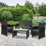 Gardeon 4 PCS Outdoor Lounge Setting Wicker Sofa Set Garden Furniture Black