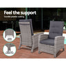 Gardeon 5PC Recliner Chairs Table Sun lounge Wicker Outdoor Furniture Adjustable Grey