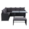 Gardeon Outdoor Dining Set Sofa Lounge Setting Chairs Table Bench Black Cover