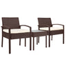 Gardeon 3PC Patio Furniture Bistro Set Wicker Outdoor Lounge Setting Brown