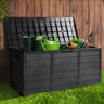 Gardeon Outdoor Storage Box 290L Lockable Organiser Garden Deck Shed All Black