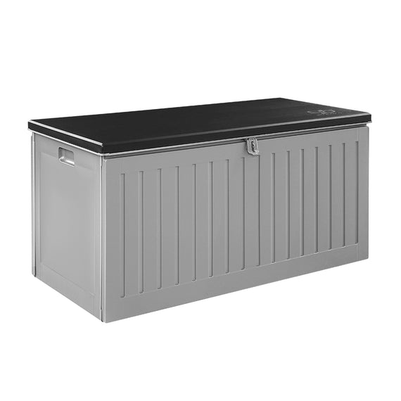 Gardeon Outdoor Storage Box 270L Container Lockable Garden Bench Tool Shed Grey