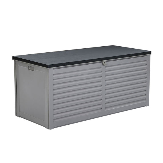 Gardeon Outdoor Storage Box 490L Container Lockable Garden Bench Tools Toy Shed Black