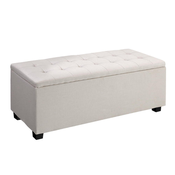 Artiss Storage Ottoman Blanket Box 97cm Linen Beige