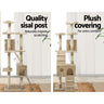 i.Pet Cat Tree 180cm Tower Scratching Post Scratcher Wood Condo House Toys Beige