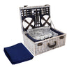 Alfresco 6 Person Picnic Basket Set Cooler Bag Insulated Blanket Plates Navy