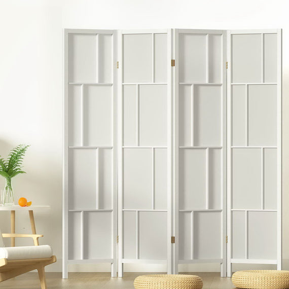 Artiss Ashton Room Divider Screen Privacy Wood Dividers Stand 4 Panel White
