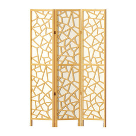 Artiss Clover Room Divider Screen Privacy Wood Dividers Stand 3 Panel Natural