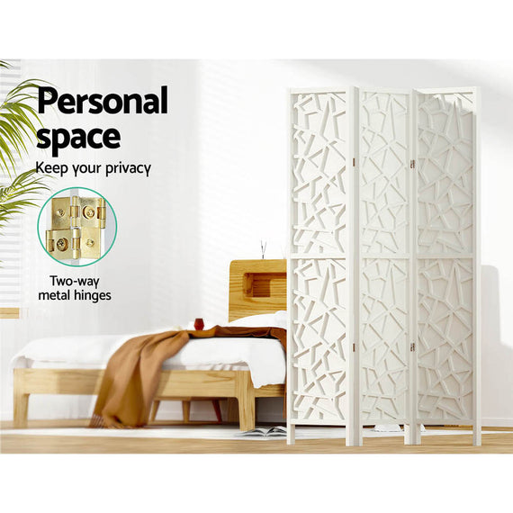 Artiss 3 Panel Room Divider Screen 122x170cm Clover White