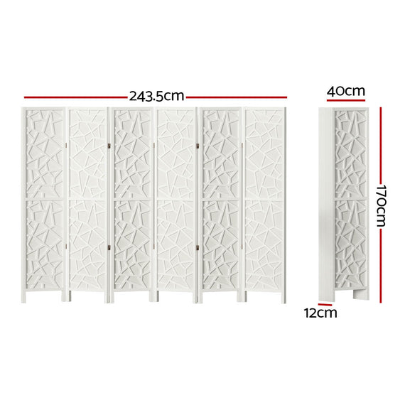 Artiss 6 Panel Room Divider Screen 244x170cm Clover White