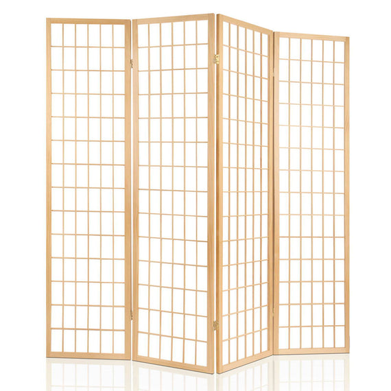 Artiss 4 Panel Room Divider Screen 174x179cm Natural