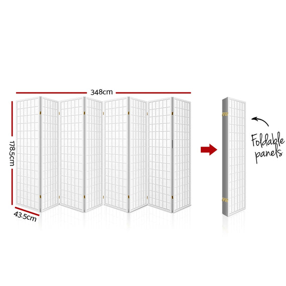 Artiss 8 Panel Room Divider Screen 348x179cm White