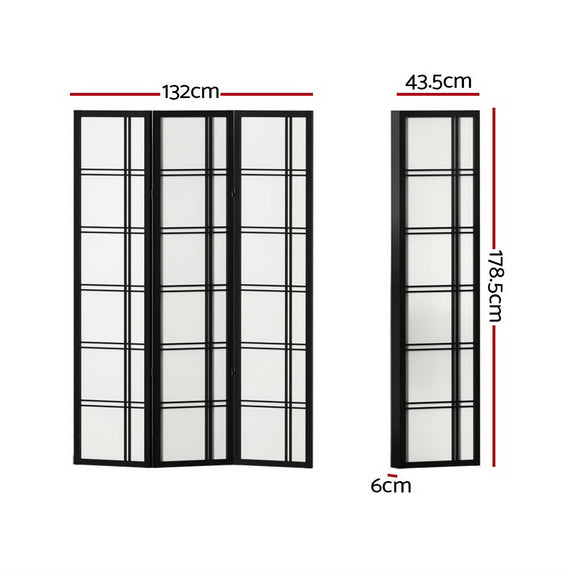 Artiss Room Divider Screen Privacy Wood Dividers Stand 3 Panel Nova Black