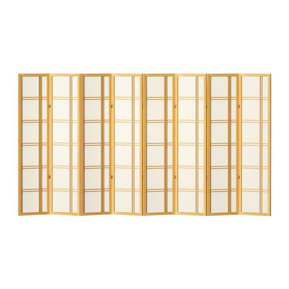 Artiss Room Divider Screen Privacy Wood Dividers Stand 8 Panel Nova Natural