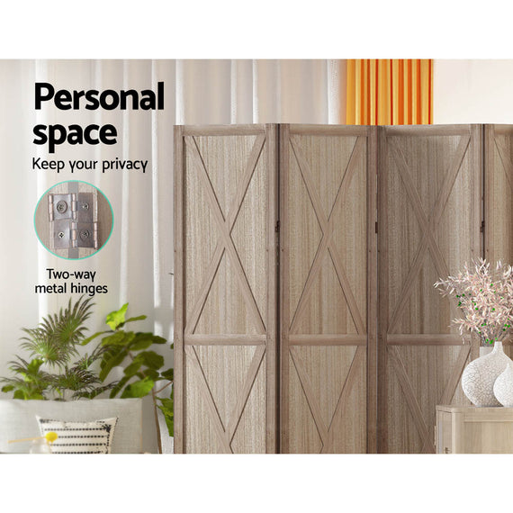 Artiss Silon Room Divider Screen Privacy Wood Dividers Stand 4 Panel Brown