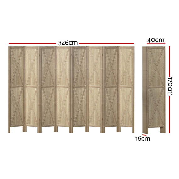 Artiss Silon Room Divider Screen Privacy Wood Dividers Stand 8 Panel Brown