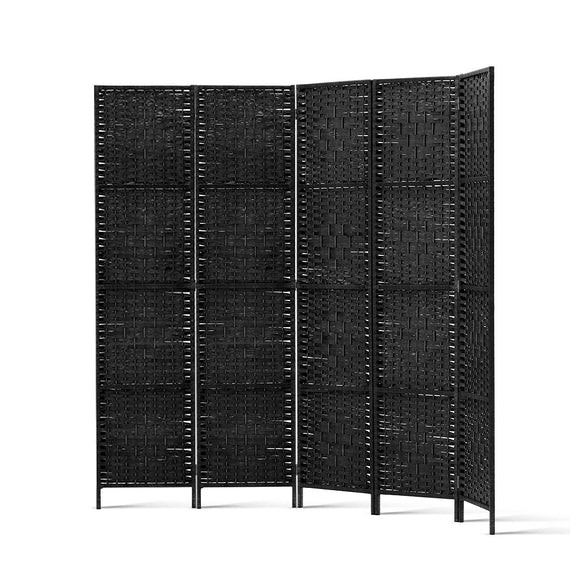 Artiss 4 Panel Room Divider Screen 163x170cm Woven Black