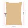 Instahut Shade Sail 2x4m Rectangle 280GSM 98% Sand Shade Cloth