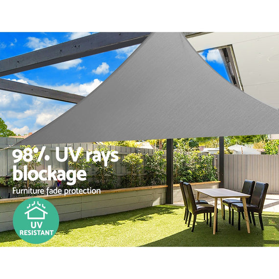 Instahut Shade Sail 4x4x5.7m Triangle 280GSM 98% Grey Shade Cloth