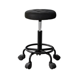 Artiss Salon Stool Swivel Height Adjustable Round Barber Spa Chair Black