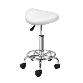 Artiss Salon Stool Saddle Swivel Chair White